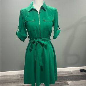 Shelby & Palmer Emerald Zip-Front Shirt Dress
